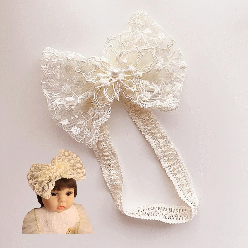 Asphinien lace big bow headband with flower pattern, perfect photo prop