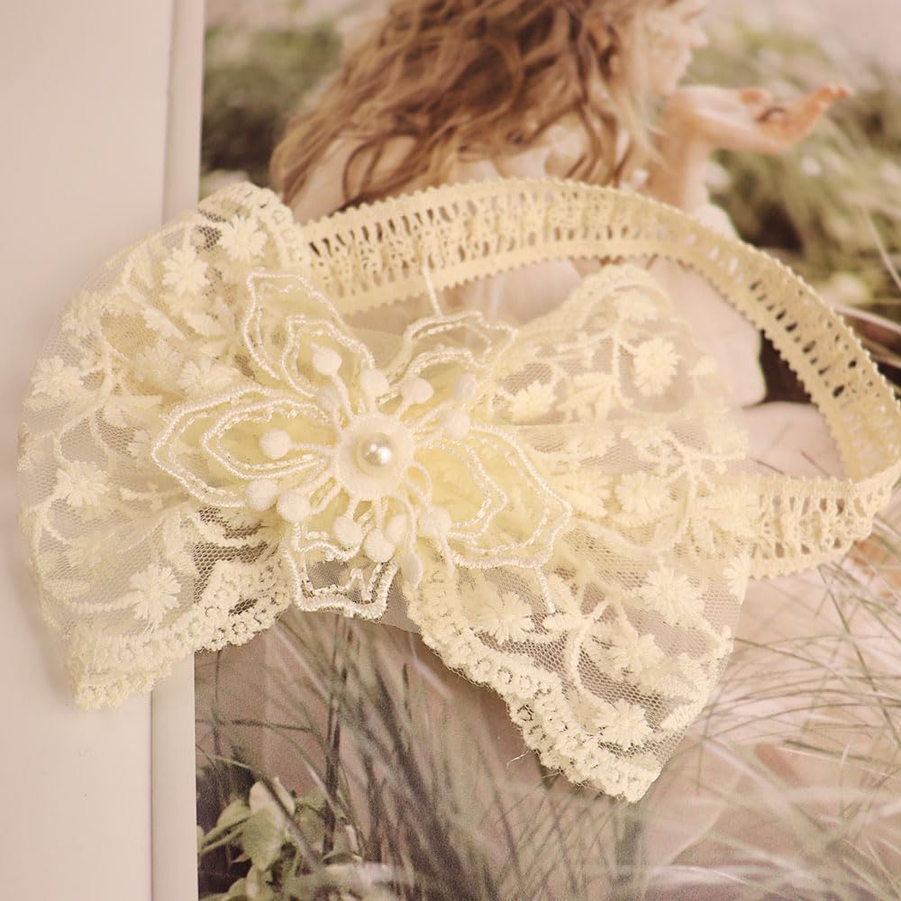 Asphinien lace headband with elastic fit, newborn to toddler, ideal gift