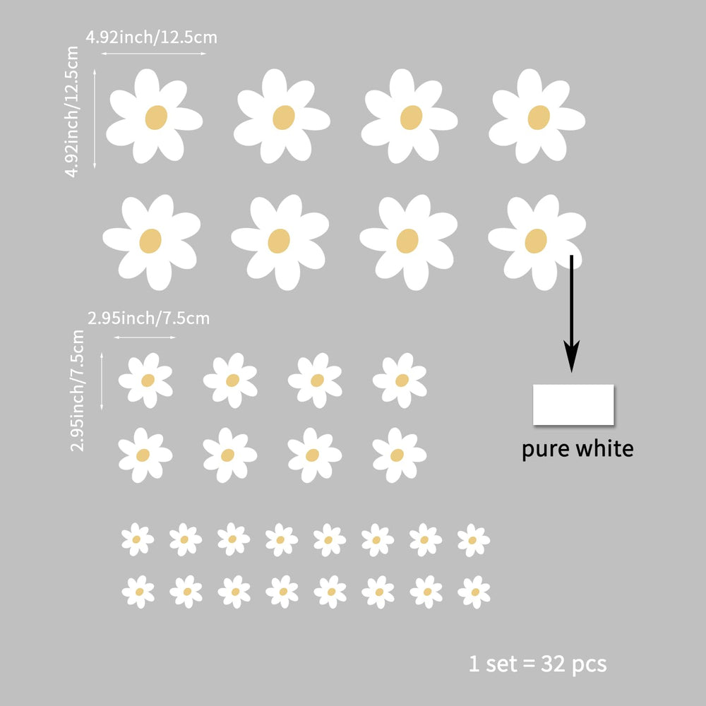 Astrkiz daisy decals in three sizes arranged for layered wall art