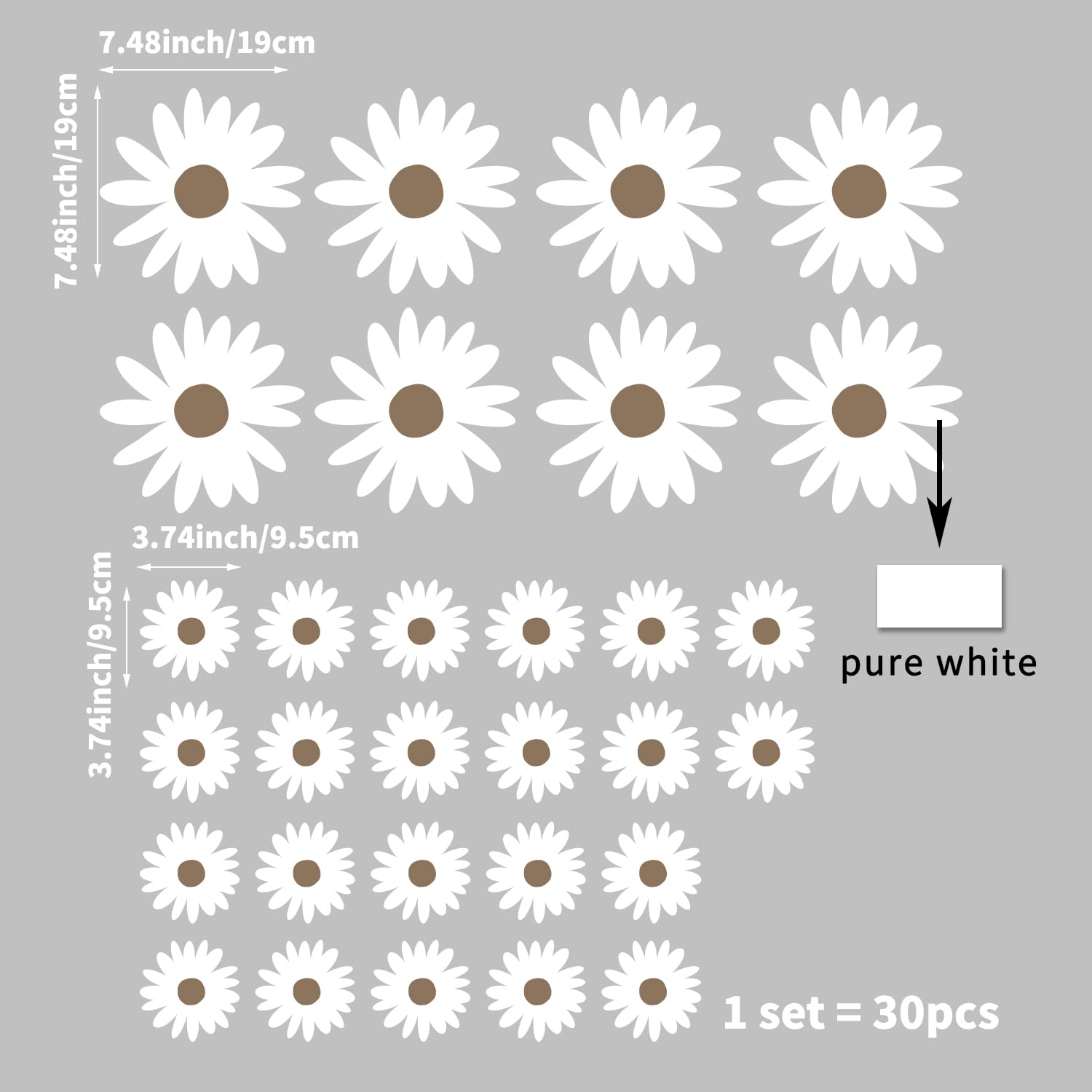 Astrkiz daisy wall decal layering idea using two sizes for depth and visual interest