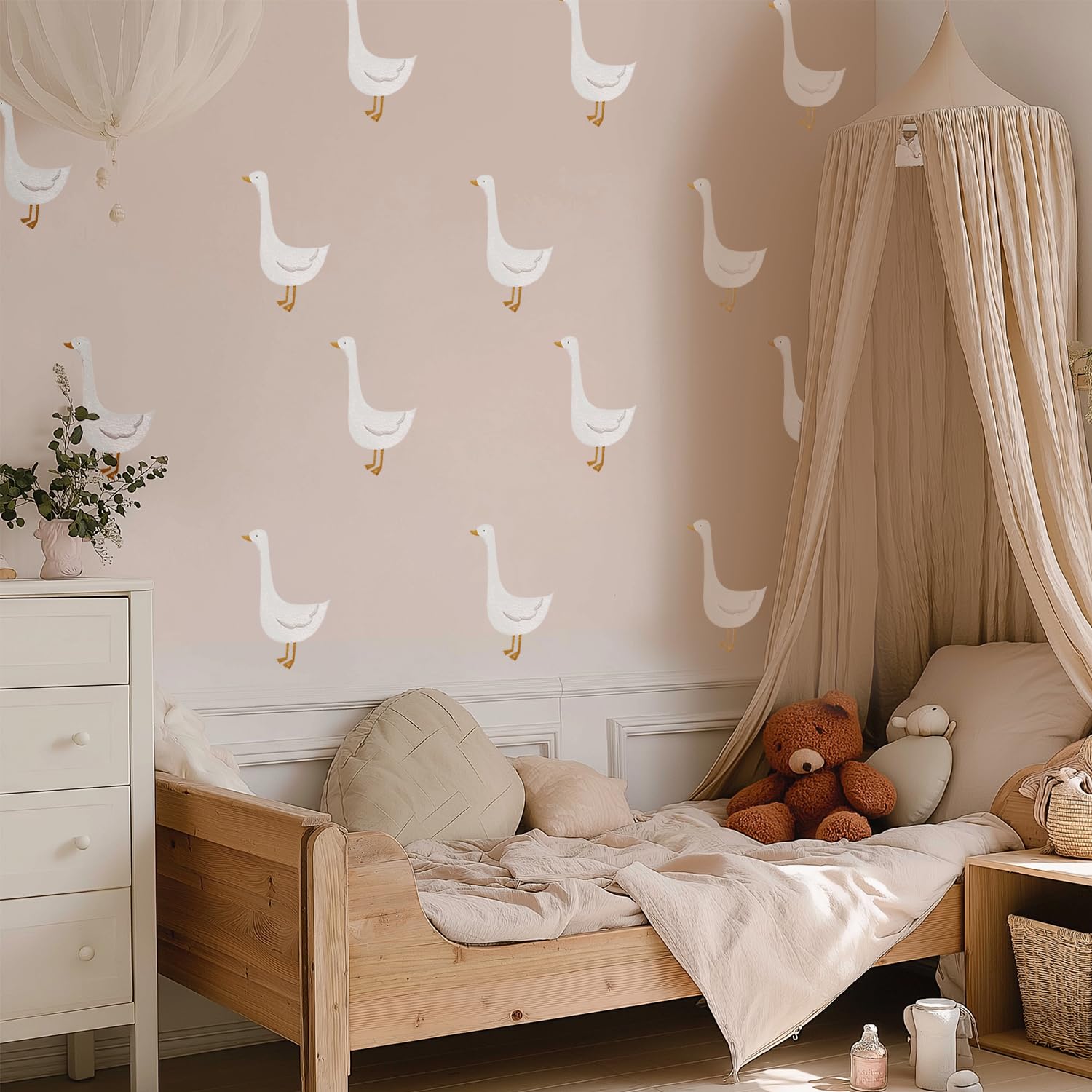 Astrkiz-goose-wall-decal-cleaning-water-resistant can be wiped clean easily.