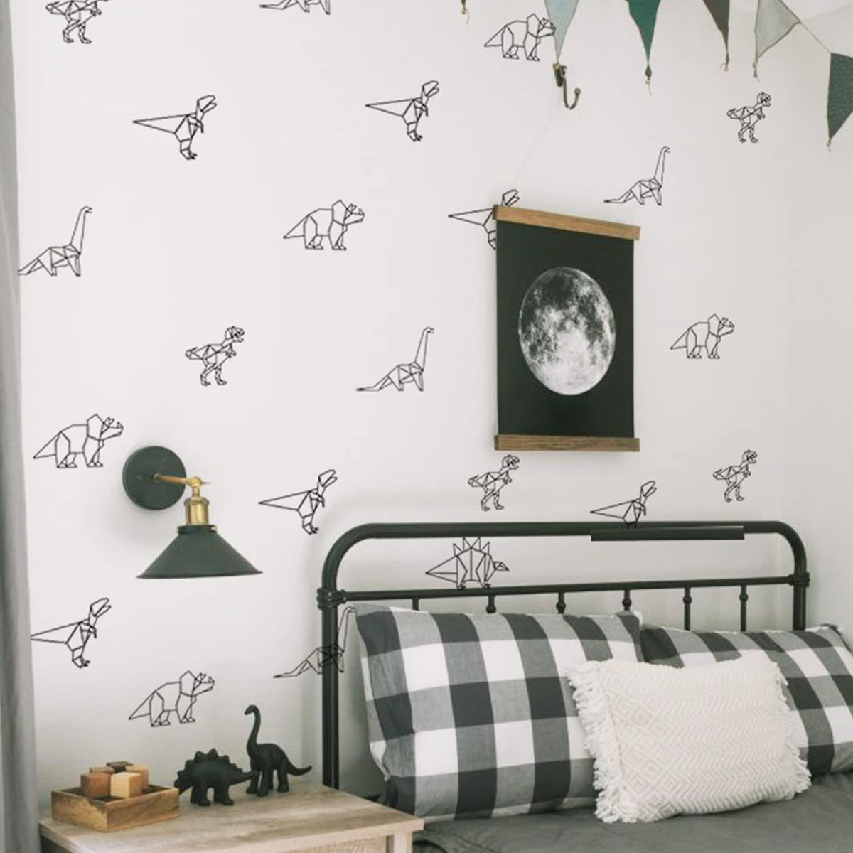 Astrkiz paper dinosaur wall decals collection on smooth wall for playful bedroom decor