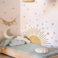 astrkiz Vibrant half sun wall decal brightens a girl's room with a cheerful sunrise