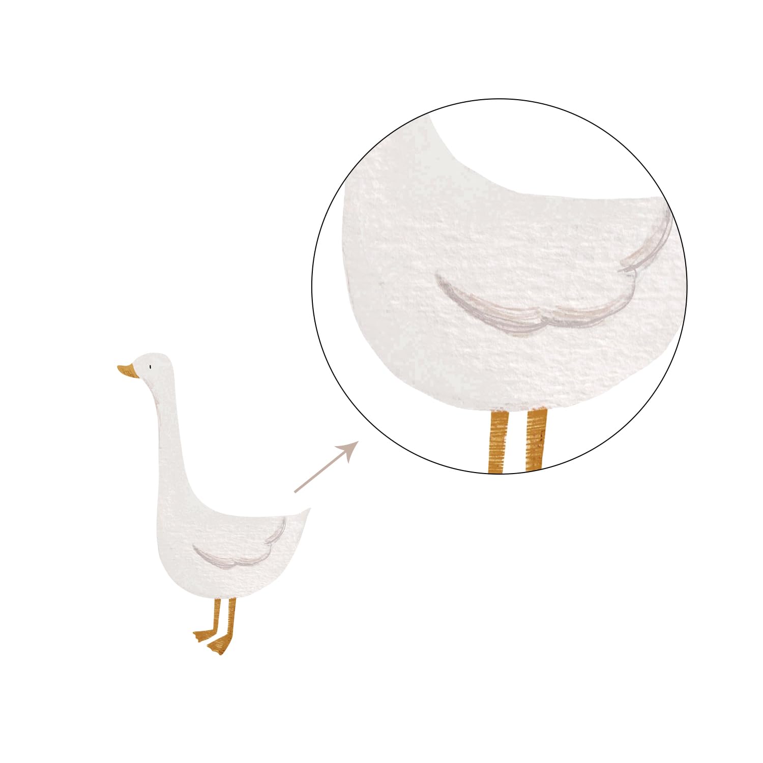Astrkiz-watercolor-goose-wall-decal-soft-tones enhances room aesthetics with neutral charm.