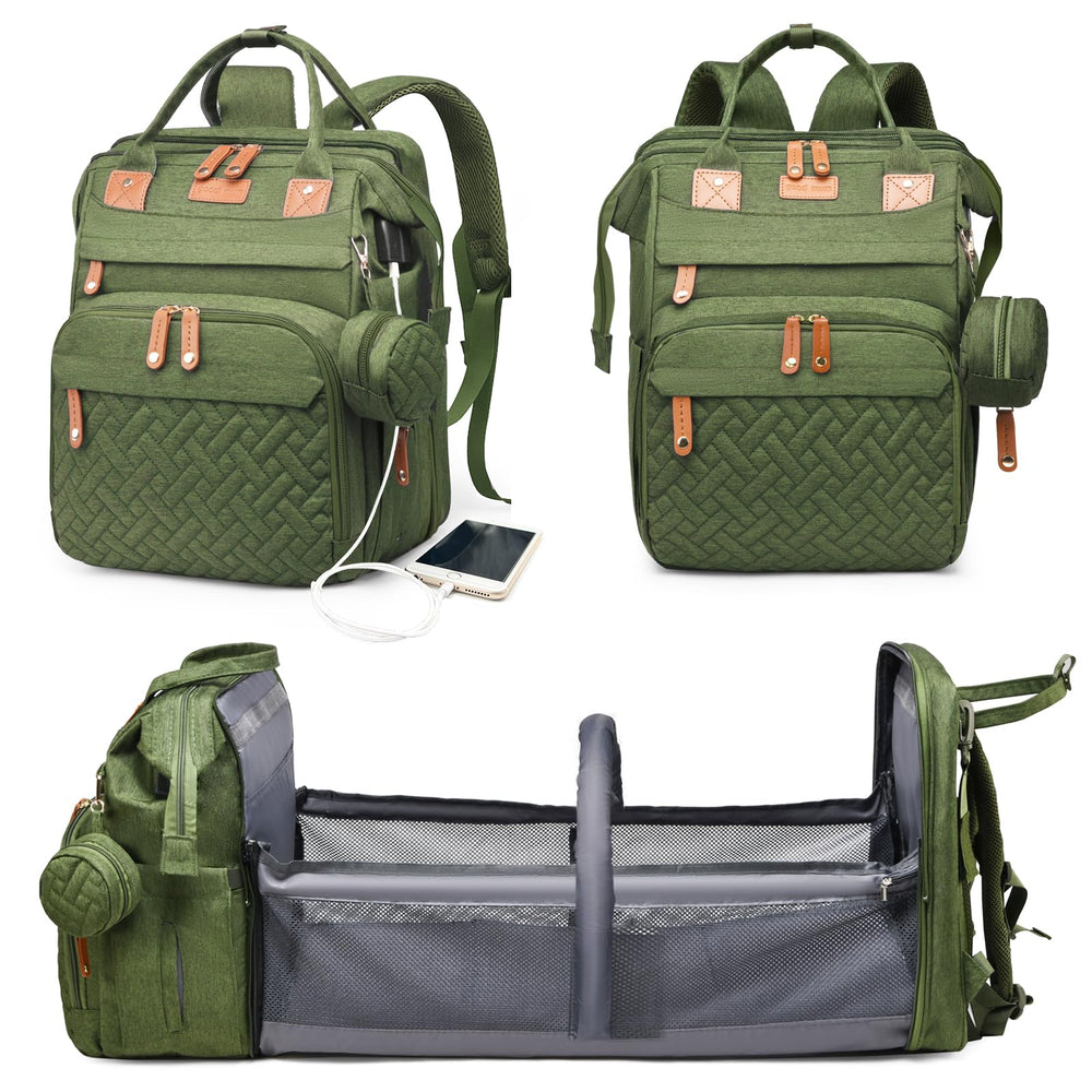 Astro alan baby diaper bag with changing station in use, organized on the go