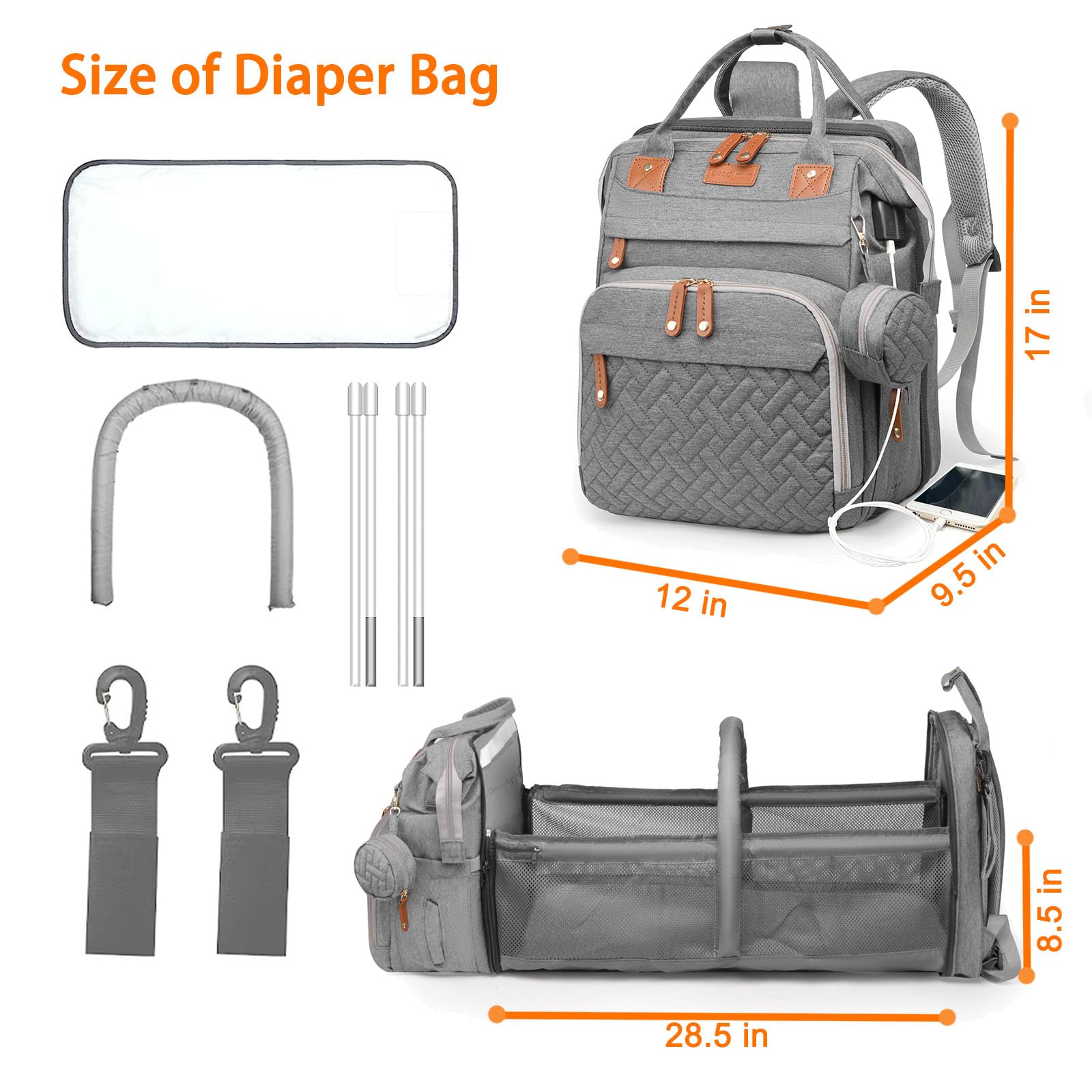 Astro alan diaper bag waterproof-fabric keeps contents clean during outings