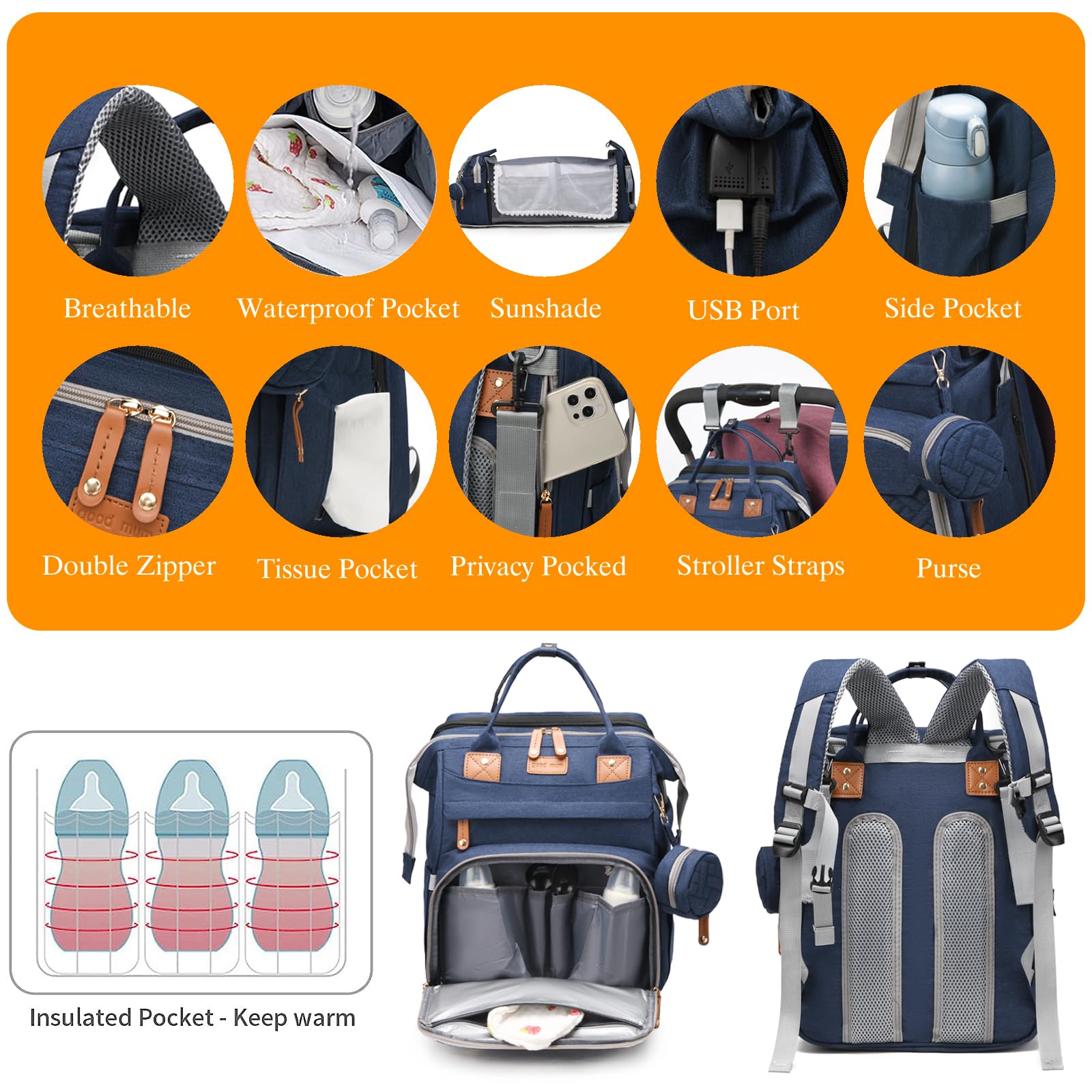 Astro alan large-capacity-pockets keep bottles, clothes, toys organized