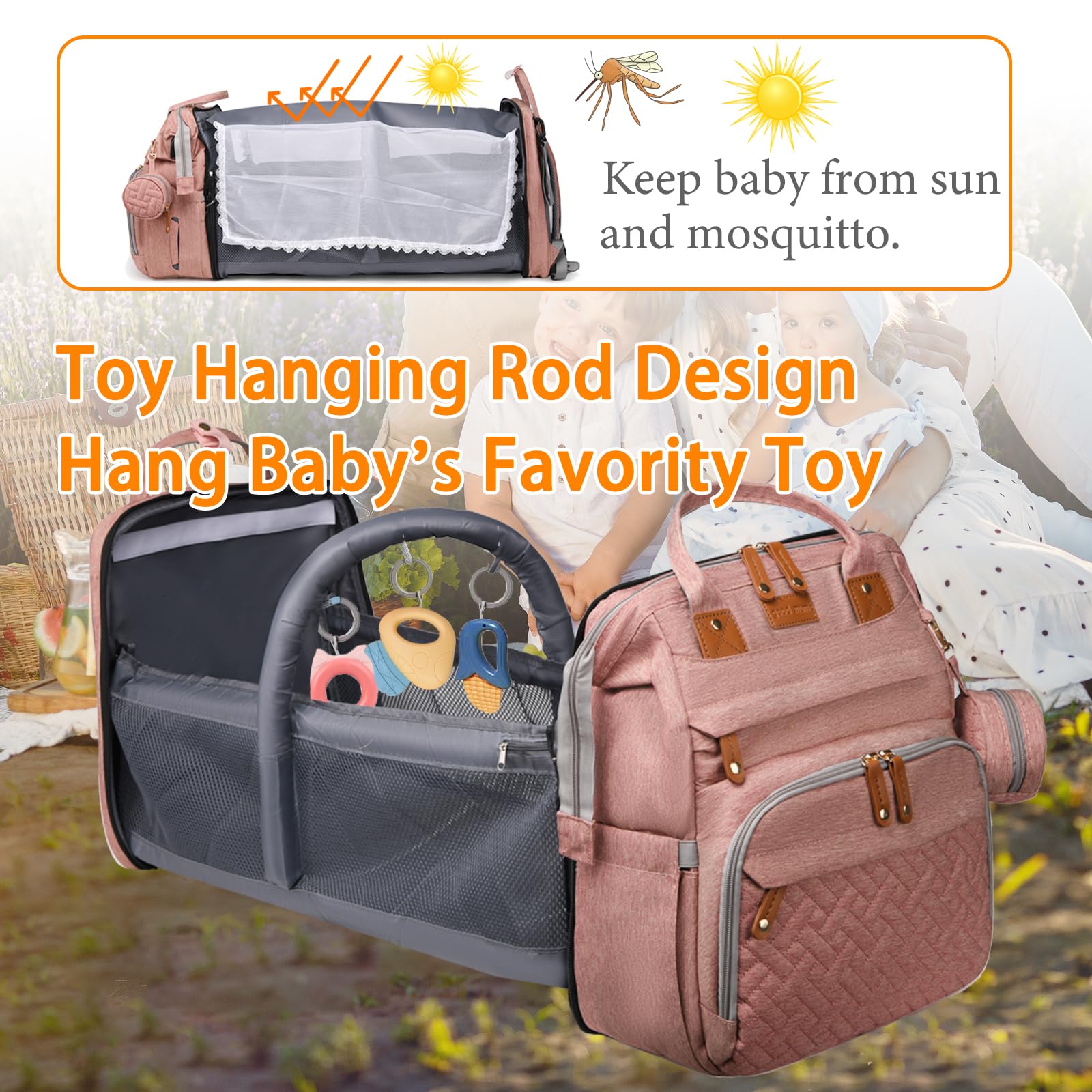 Astro alan waterproof diaper bag pink keeps items dry during outings.