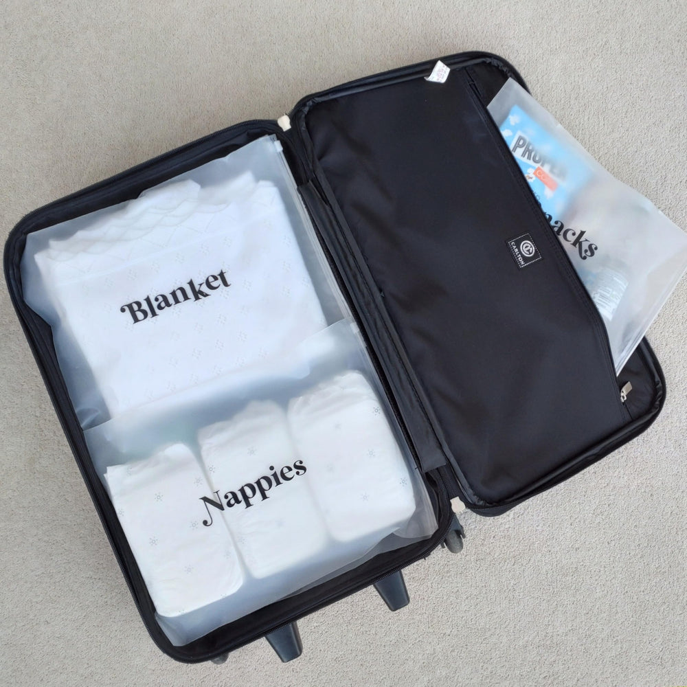 ASVP Shop labelled bag for Going Home Outfit ready to grab.