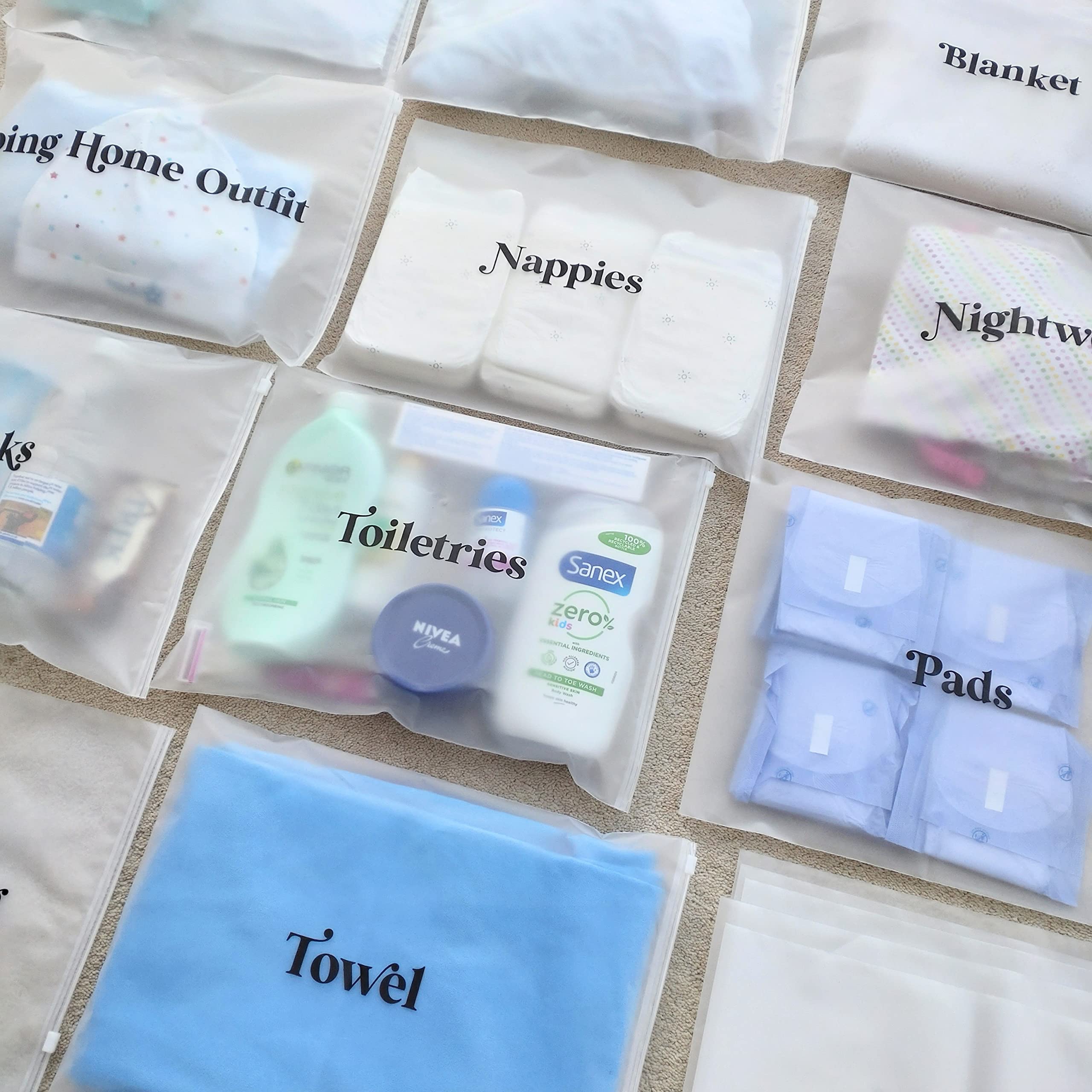 ASVP Shop labelled bags close-up showing the soft-touch frosted finish.