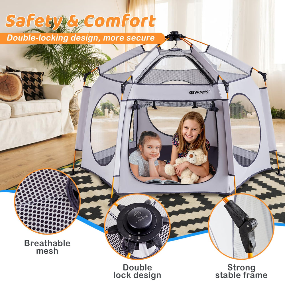 Asweets spacious 61-inch play area fits multiple kids for family time.