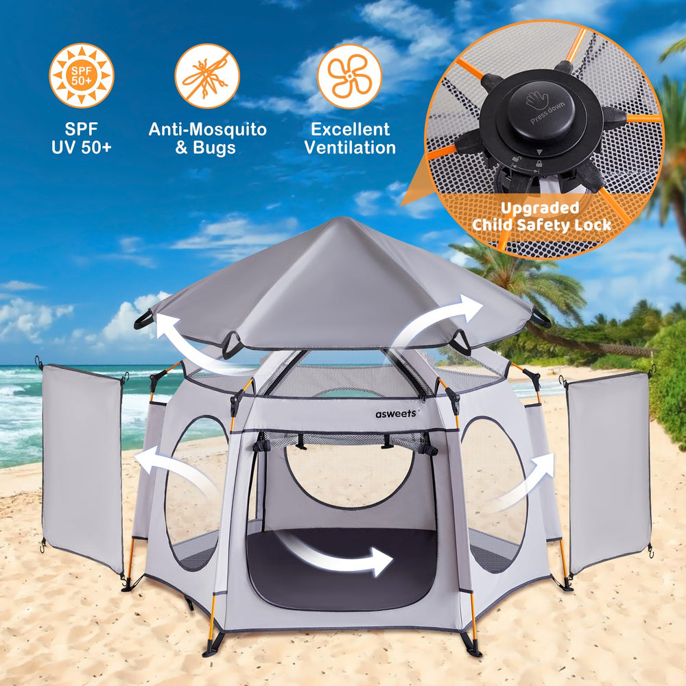 Asweets UPF50+ side sun shades keep baby comfortable in bright days.