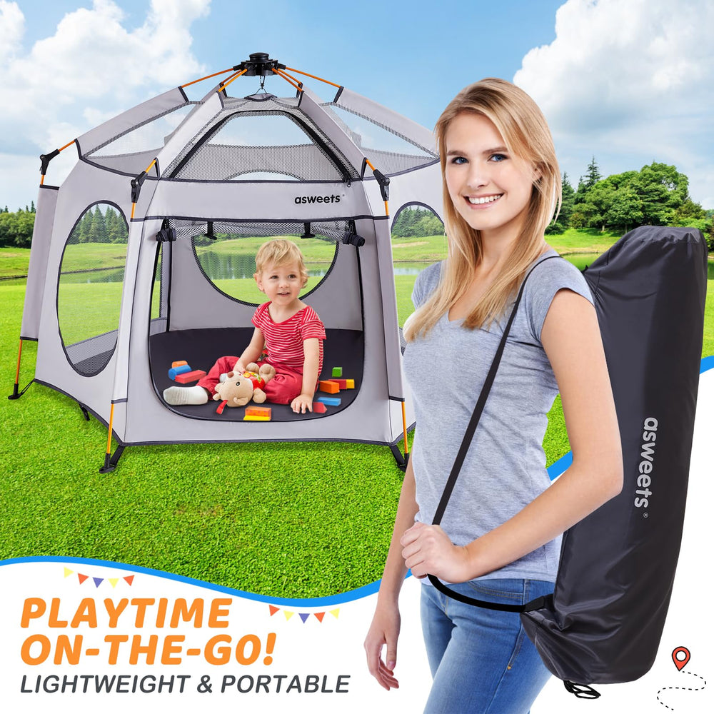 Asweets outdoor UV canopy provides extended sun shade and safer play outdoors.