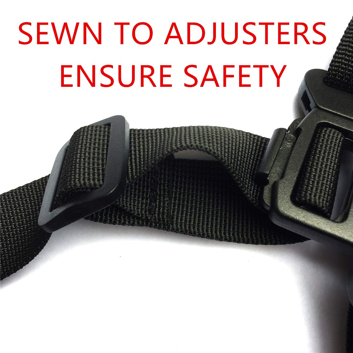 AT seat belt shoulder pads closeup shows soft padding for child comfort