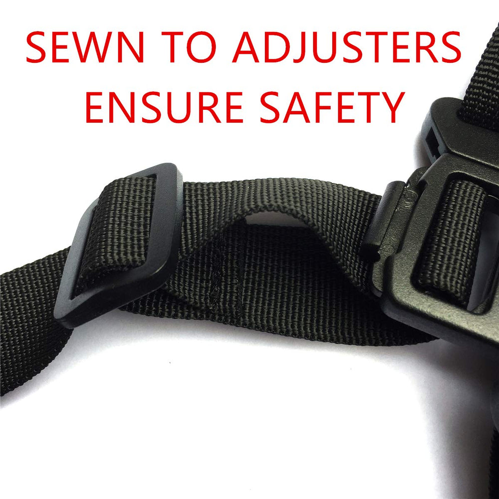 AT seat belt shoulder pads closeup shows soft padding for child comfort