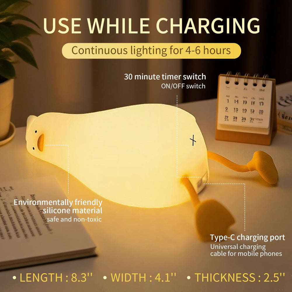 Ataraxiaqna duck night light bedside-setup shows versatile decor and gentle glow for kids' rooms