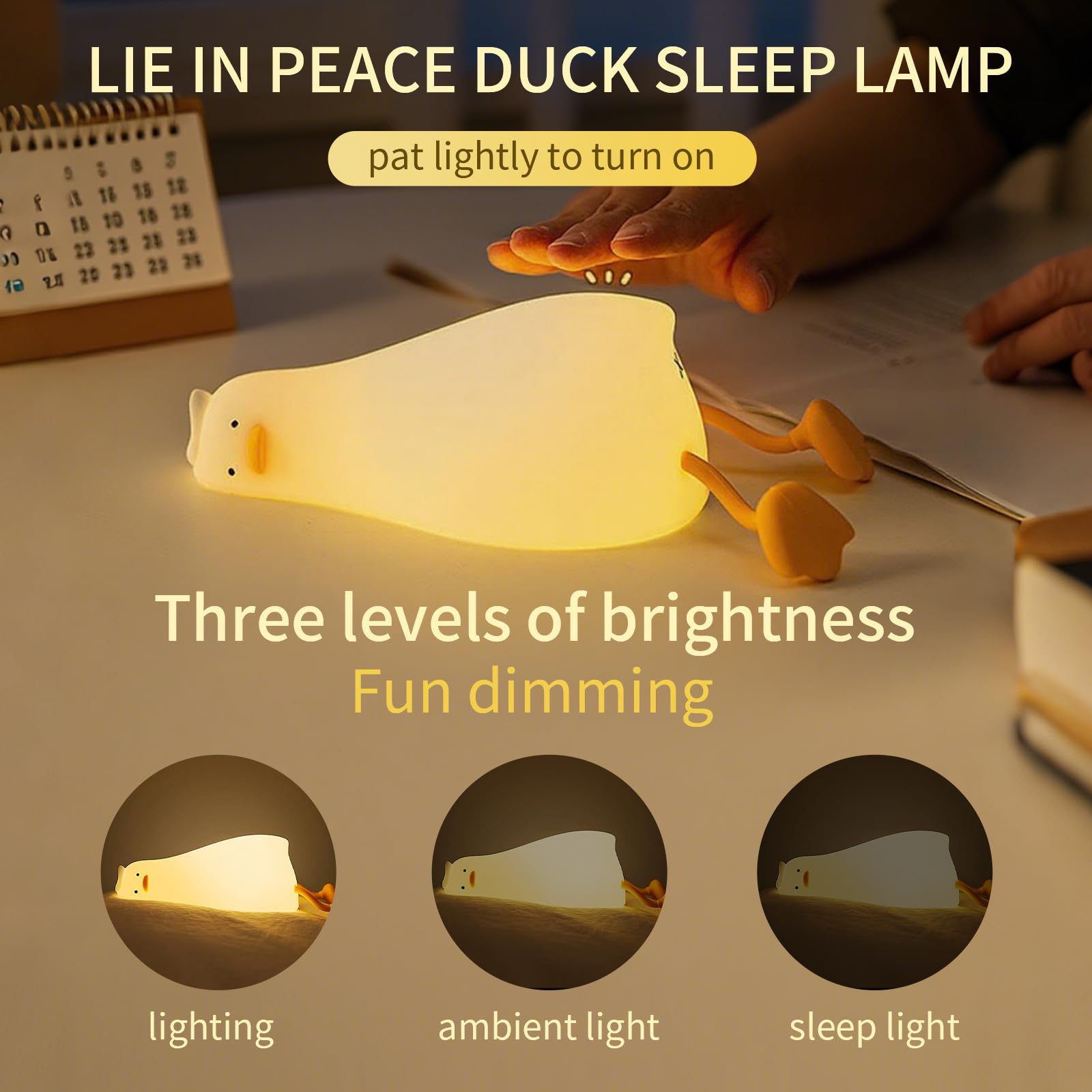 Ataraxiaqna duck night light USB-rechargeable housing shows portable illumination for dorms
