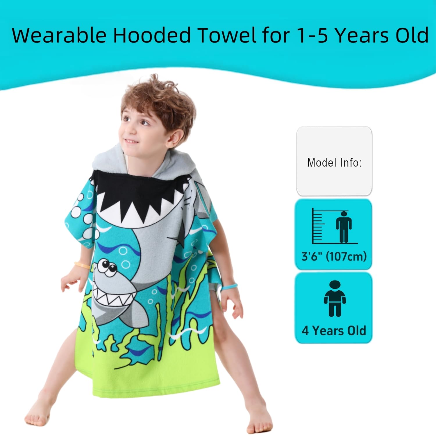 Athaelay hooded towel at the beach with sun-protective hood.