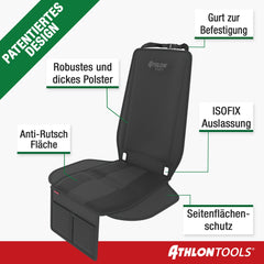 Athlon Tools in car fit demo showing snug integration with standard seats.