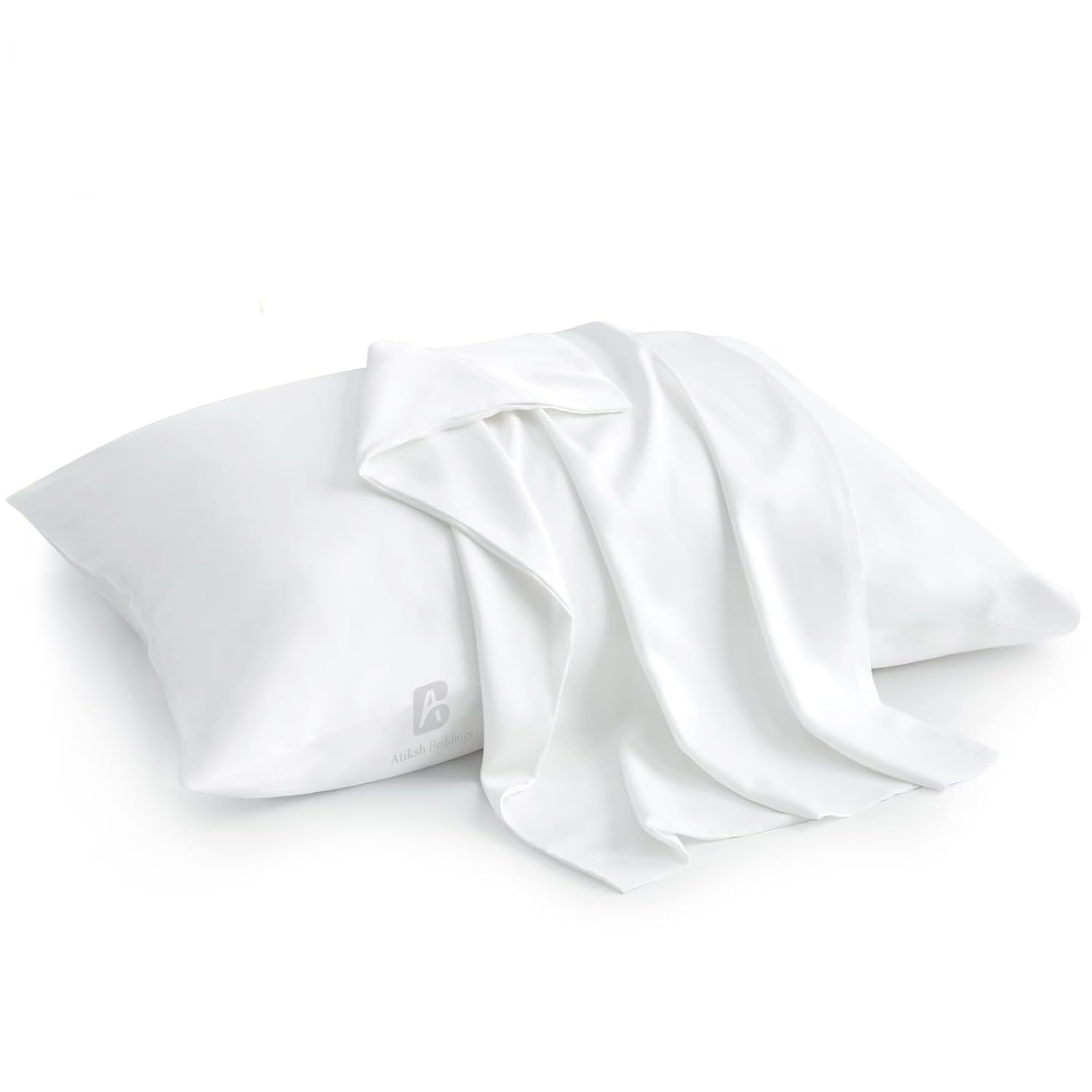 Atiksh Beddings pack-2 toddler travel pillowcases 13x18 white fabric, soft Egyptian cotton feel.