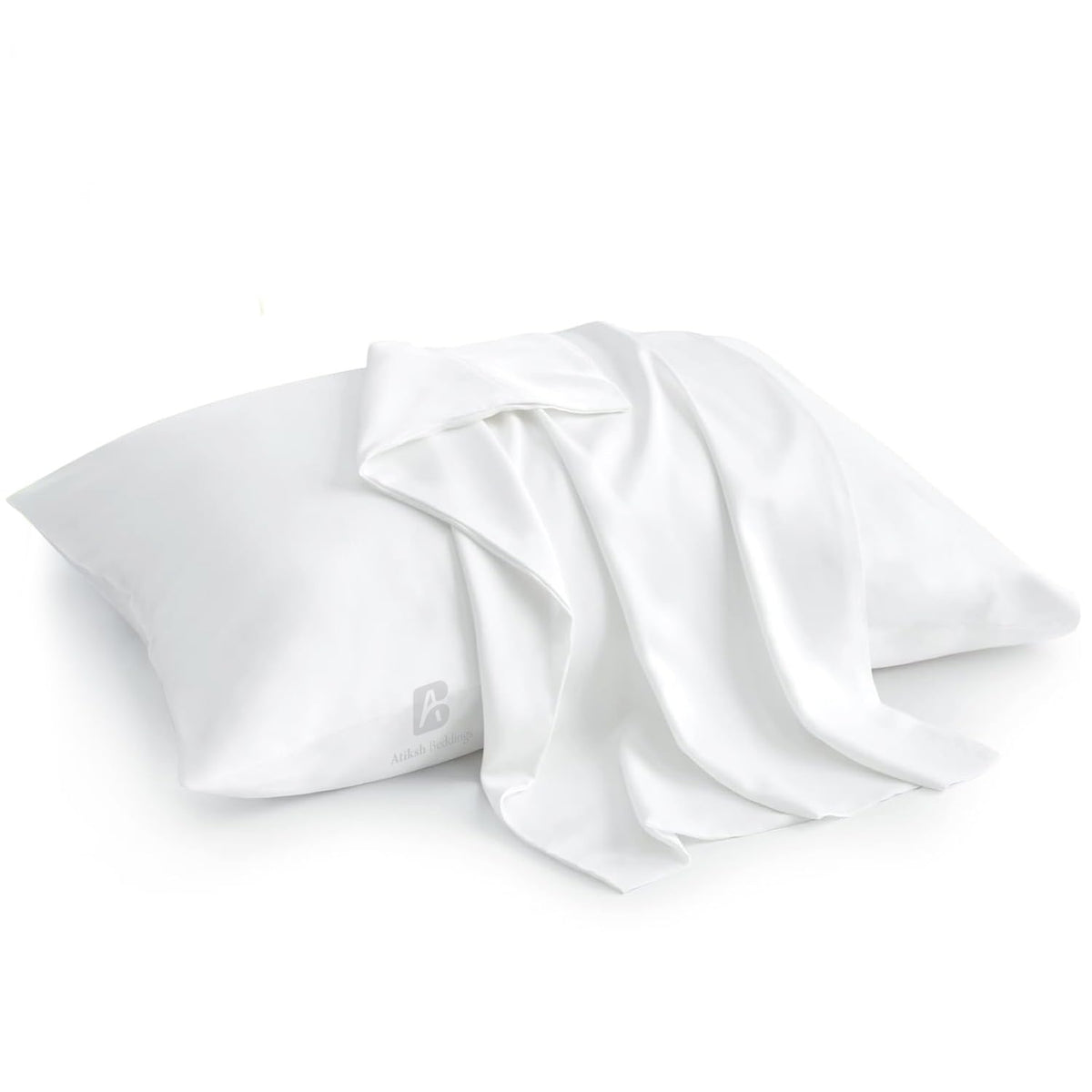 Atiksh Beddings pack-2 toddler travel pillowcases 13x18 white fabric, soft Egyptian cotton feel.
