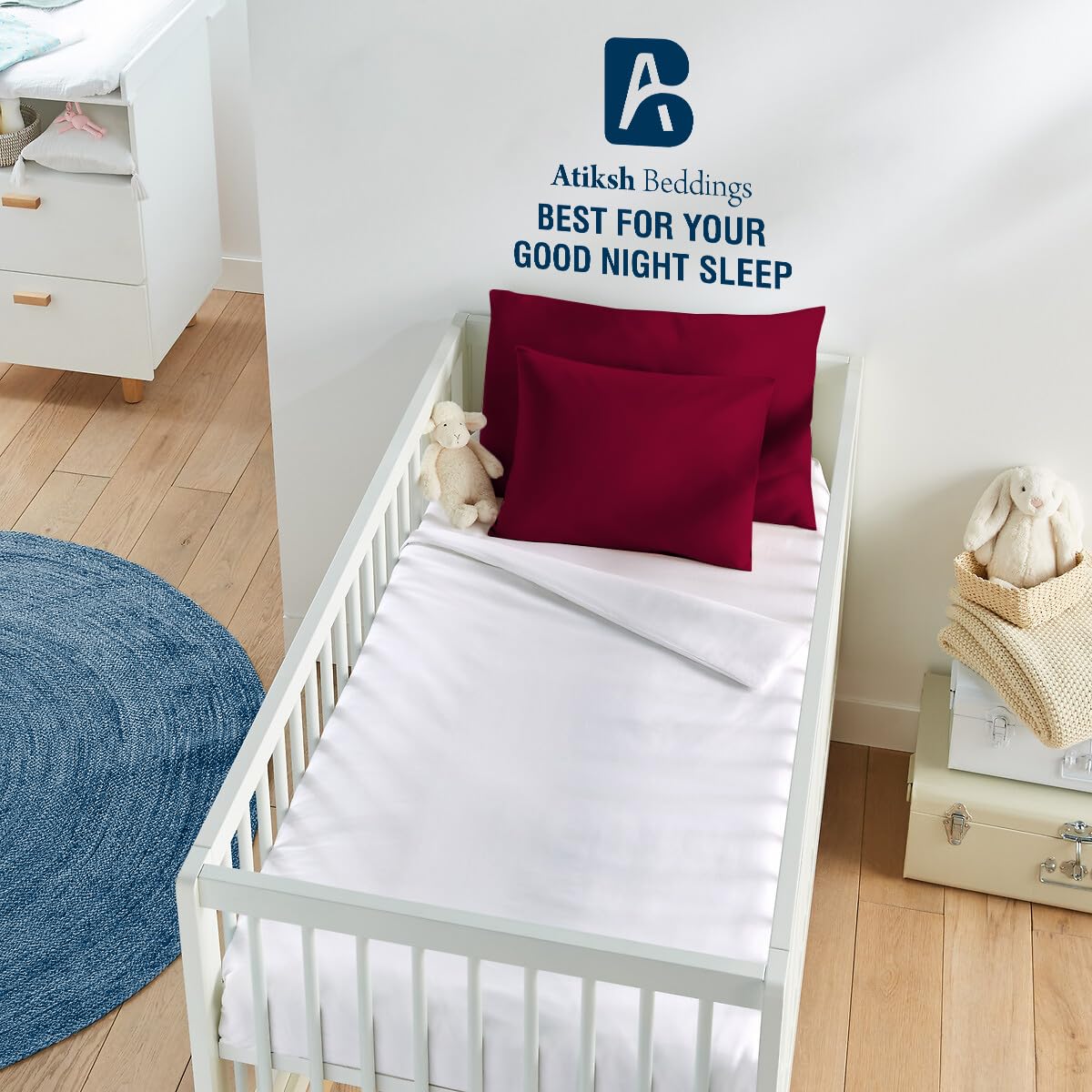 Atiksh Beddings zipper-closure pillowcase secures the toddler pillow during naps.