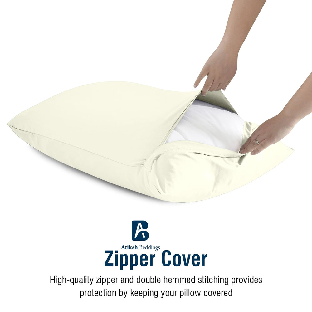 Atiksh Beddings travel pillowcase in ivory is lightweight and portable