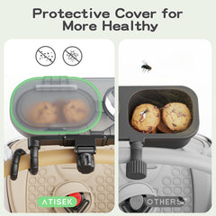 Atisek snack tray cup holder features dual-handle cups for stable sipping.