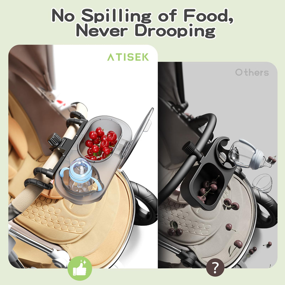 Atisek in-use on park stroll demonstrates easy reach and accessible snacks.