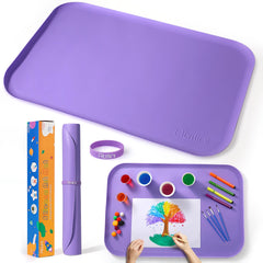 AtMini silicone art mat 24x16 purple lip keeps workspace contained