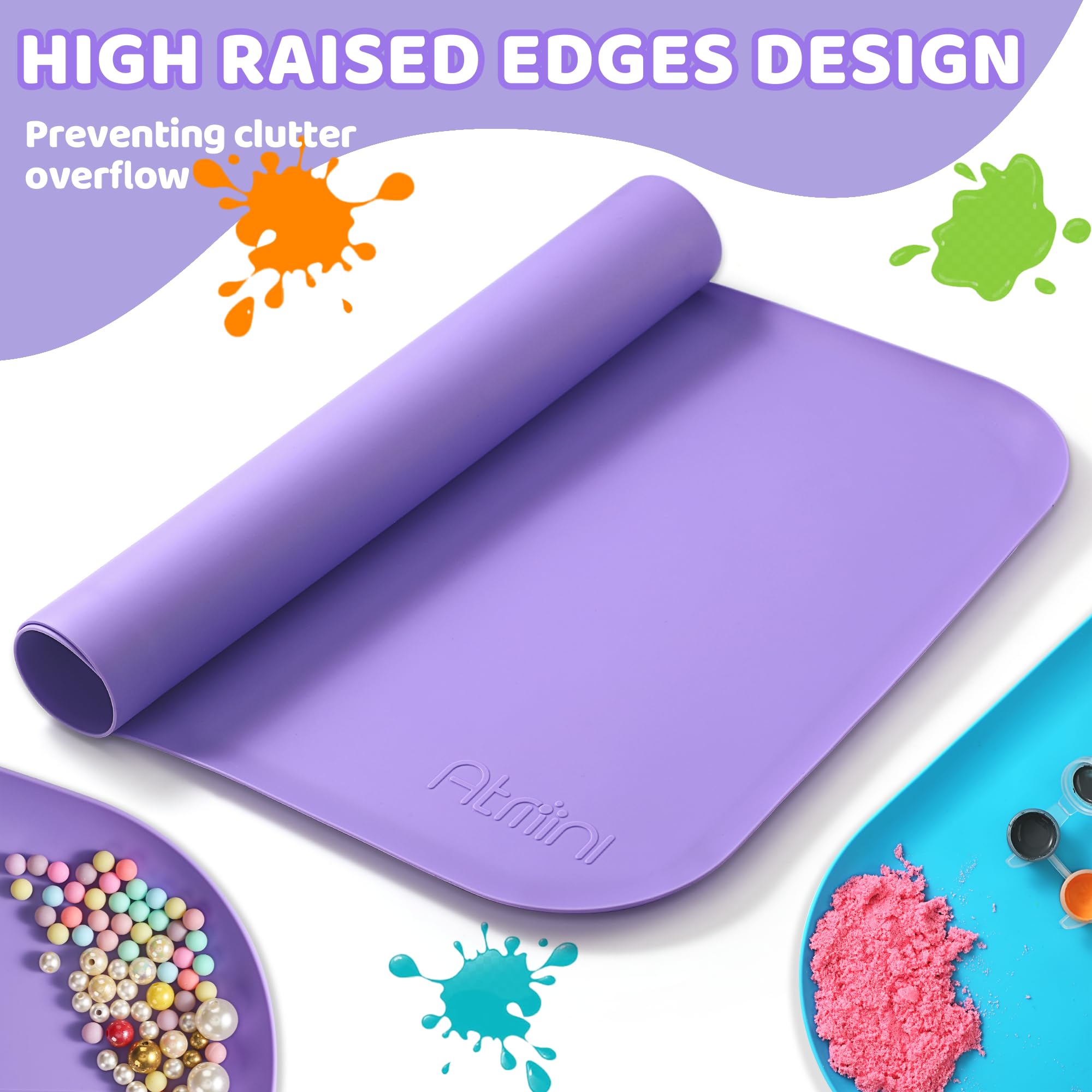AtMini silicone art mat dishwasher-safe for easy cleanup after crafts