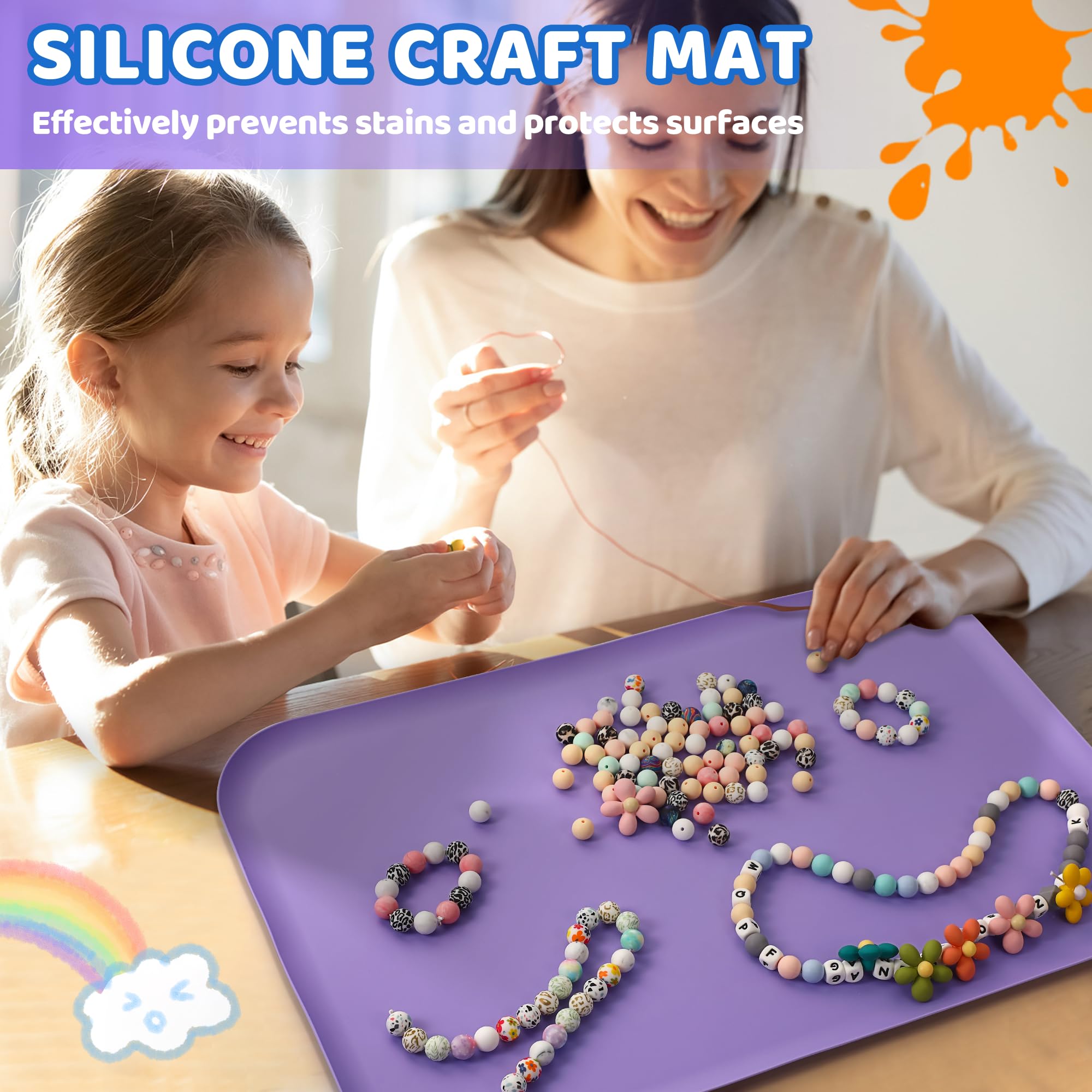 AtMini silicone art mat versatile for resin, clay, sand art, and more