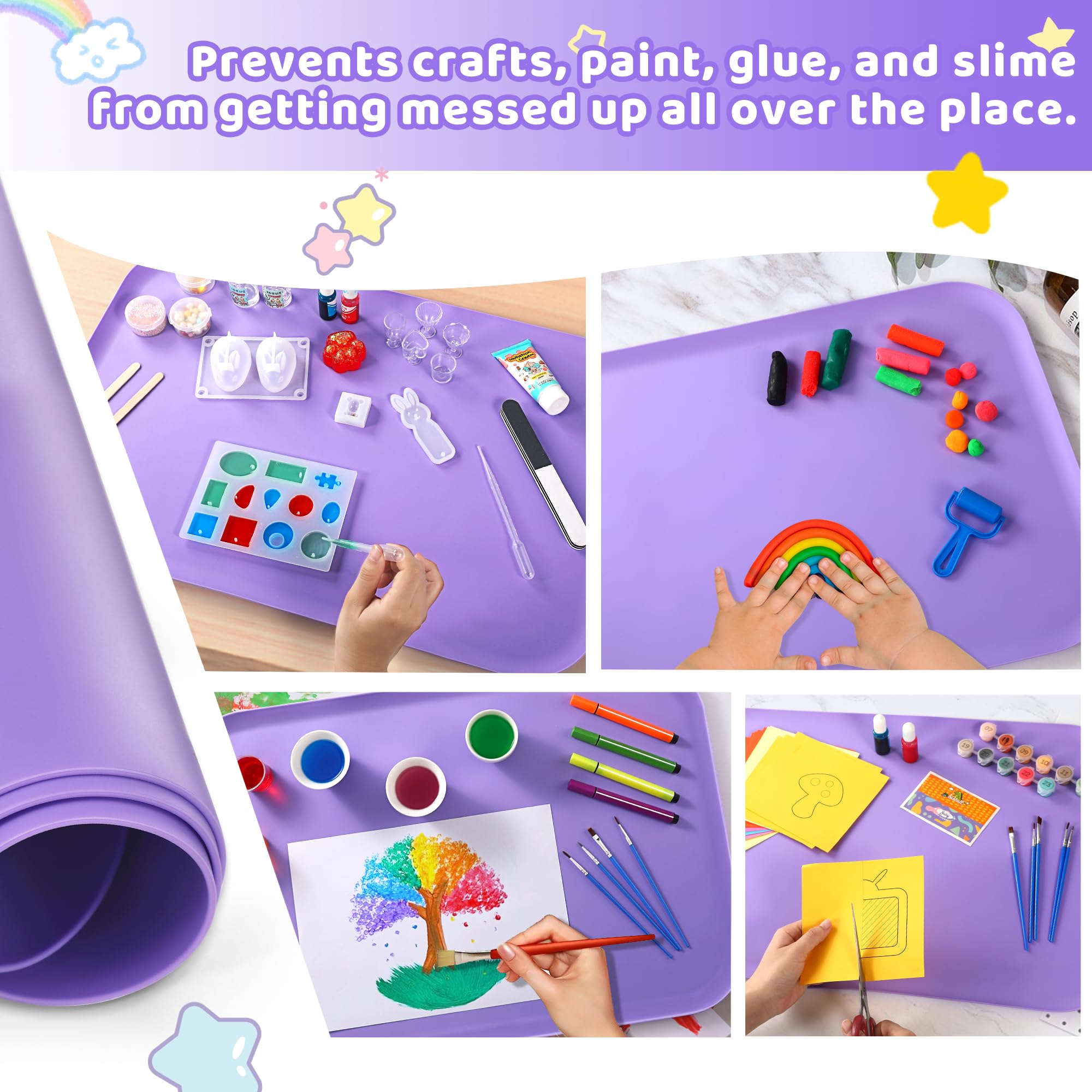 AtMini silicone art mat raised lip protects surfaces during crafts
