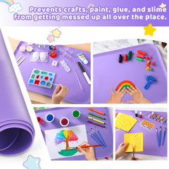 AtMini silicone art mat raised lip protects surfaces during crafts