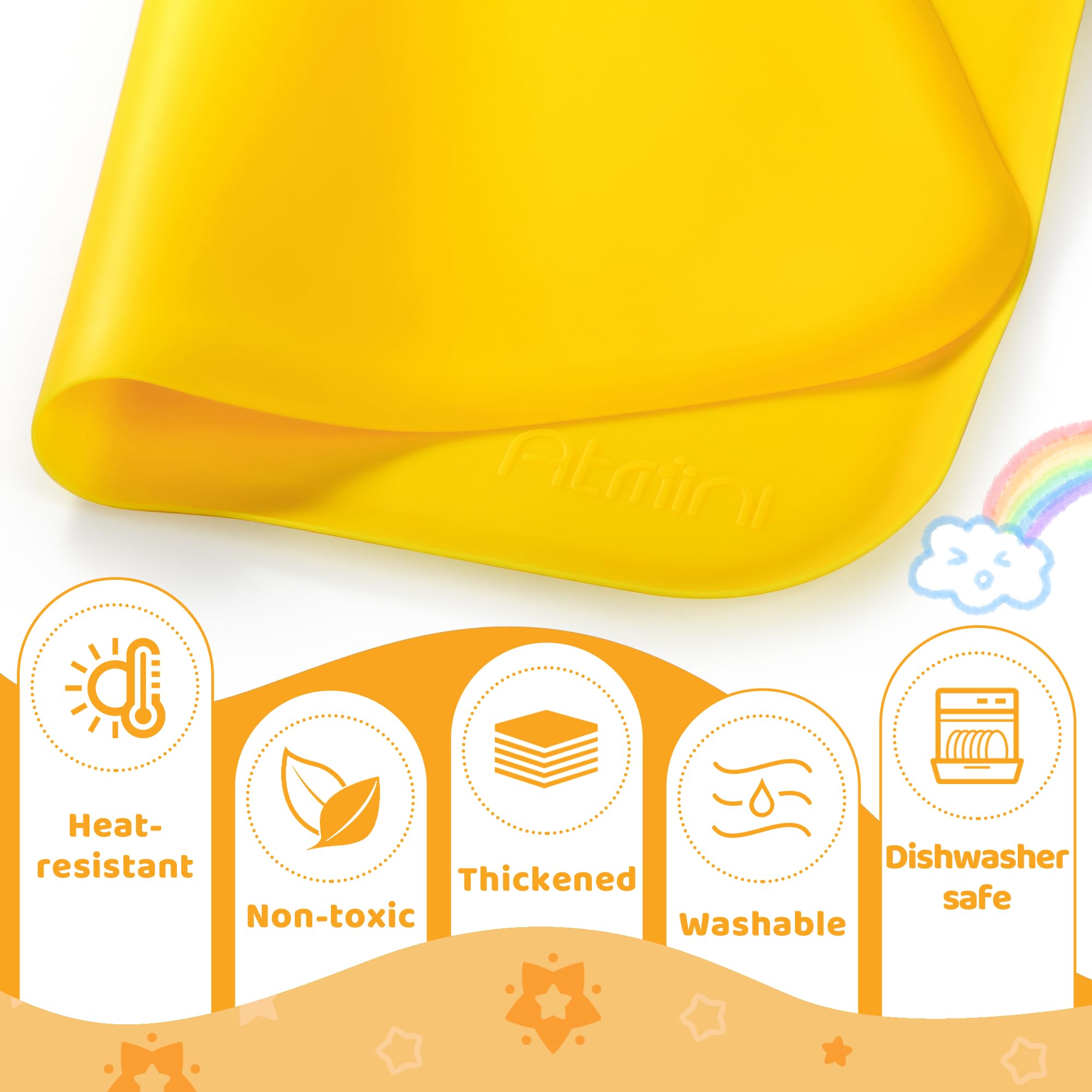 AtMini dishwasher-safe mat cleans easily after messy art sessions