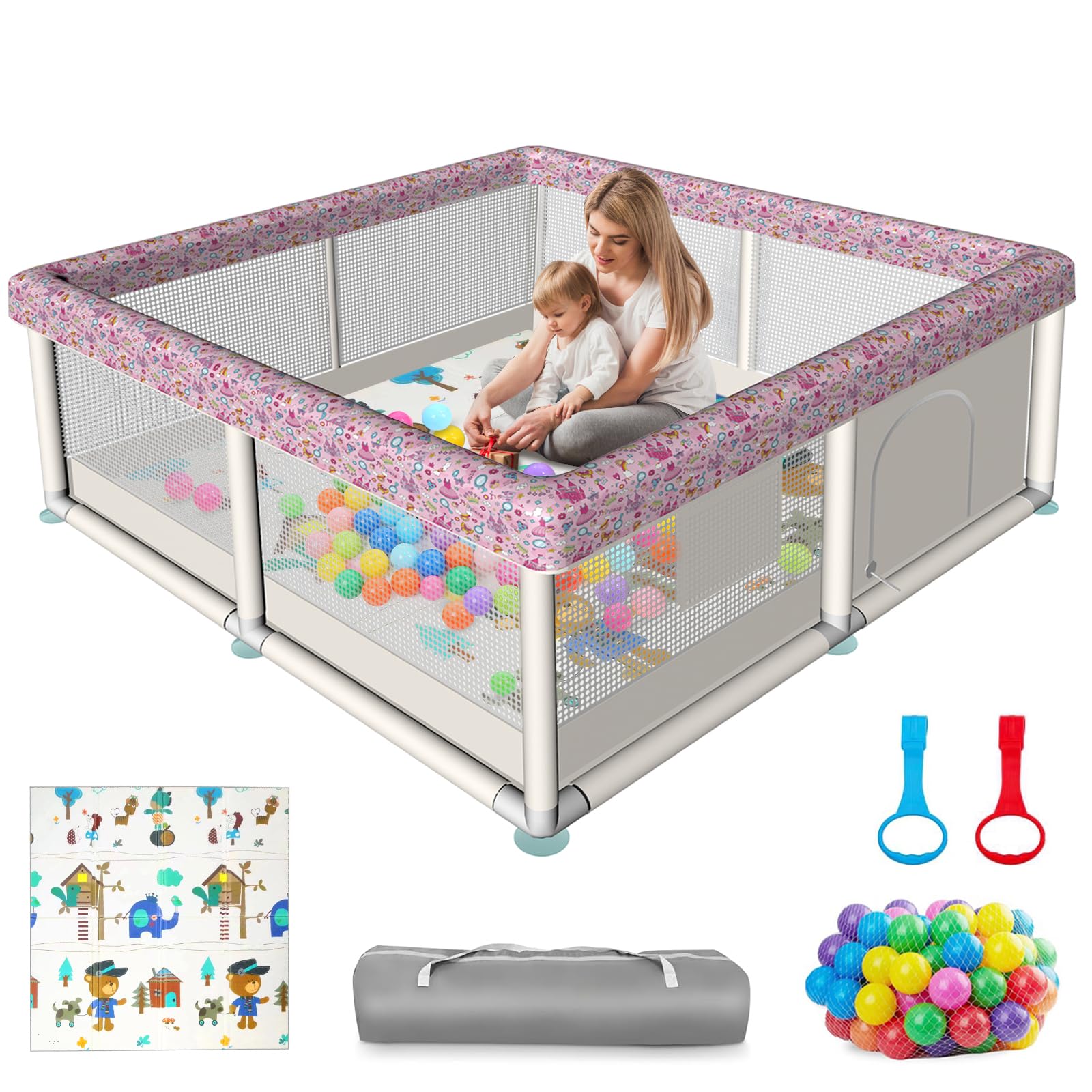 Atofter baby playpen 50x50 setup shows a safe, roomy play area for infants.