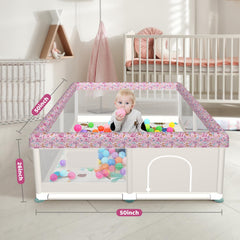 Atofter baby playpen interior with mat highlights soft surface for crawlers.