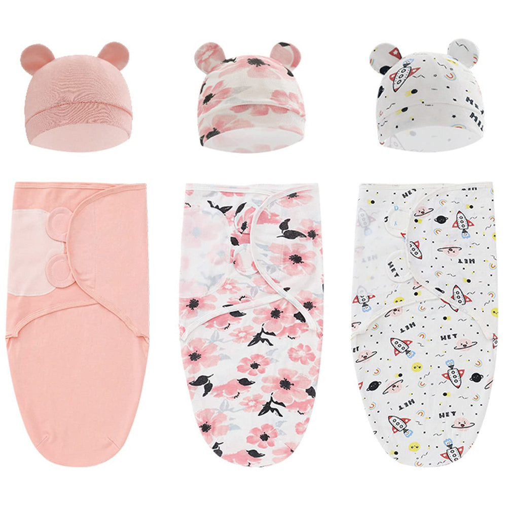 ATONGQI 3-pack pink swaddle sacks pack closeup shows breathable organic cotton for comfortable warmth
