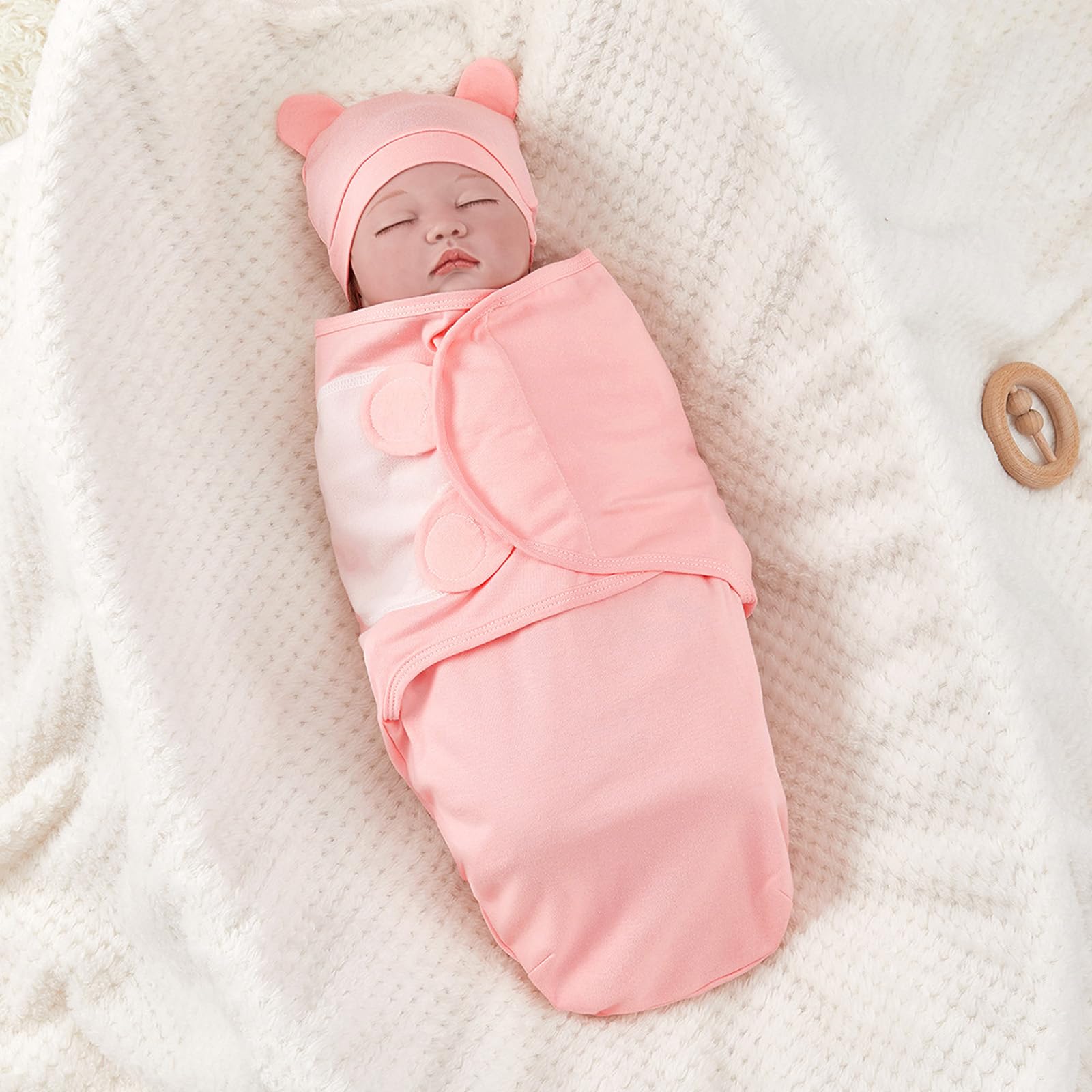ATONGQI baby swaddle open-wrap pink shows easy wrapping and adjustable snugness for newborns