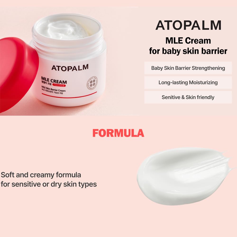 ATOPALM MLE eczema cream closeup on smooth, hydrated skin.
