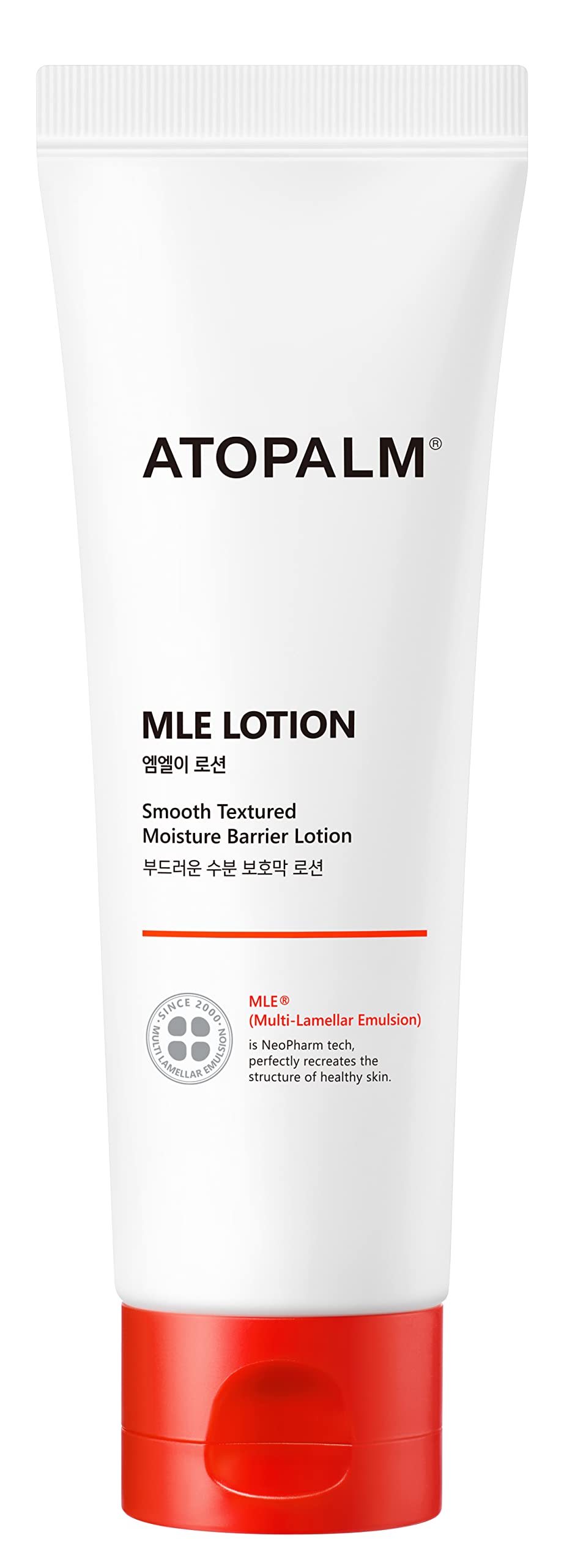 ATOPALM MLE Lotion bottle front for long lasting hydration and gentle care.