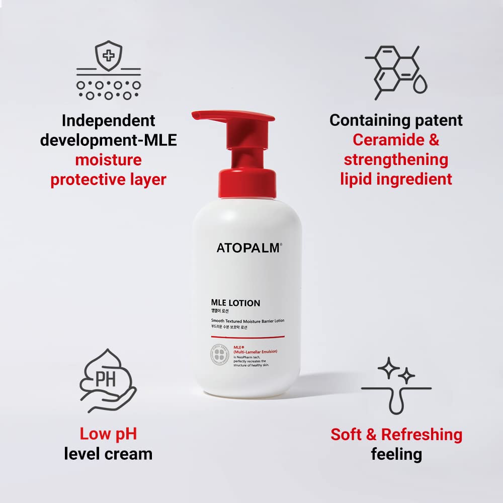 ATOPALM MLE Lotion pump bottle for easy mess free application.