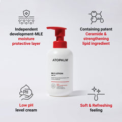 ATOPALM MLE Lotion pump bottle for easy mess free application.
