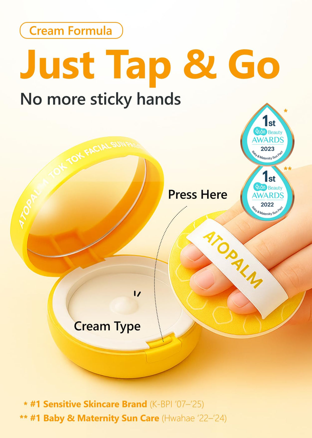 Tok Tok puff application demonstrates easy, mess-free moisturizing coverage.