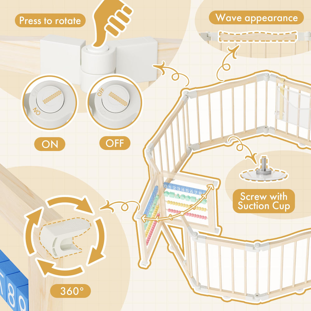 Atoping playpen built-in child lock provides stable, easy-to-control joining.