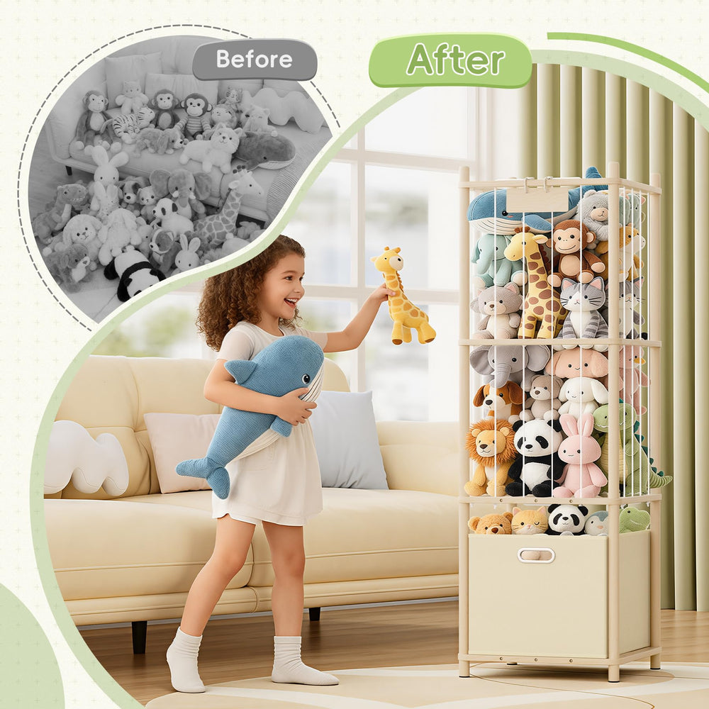 Atoping stuffed animal storage organizer bedroom-setup shows easy placement in kids' rooms.