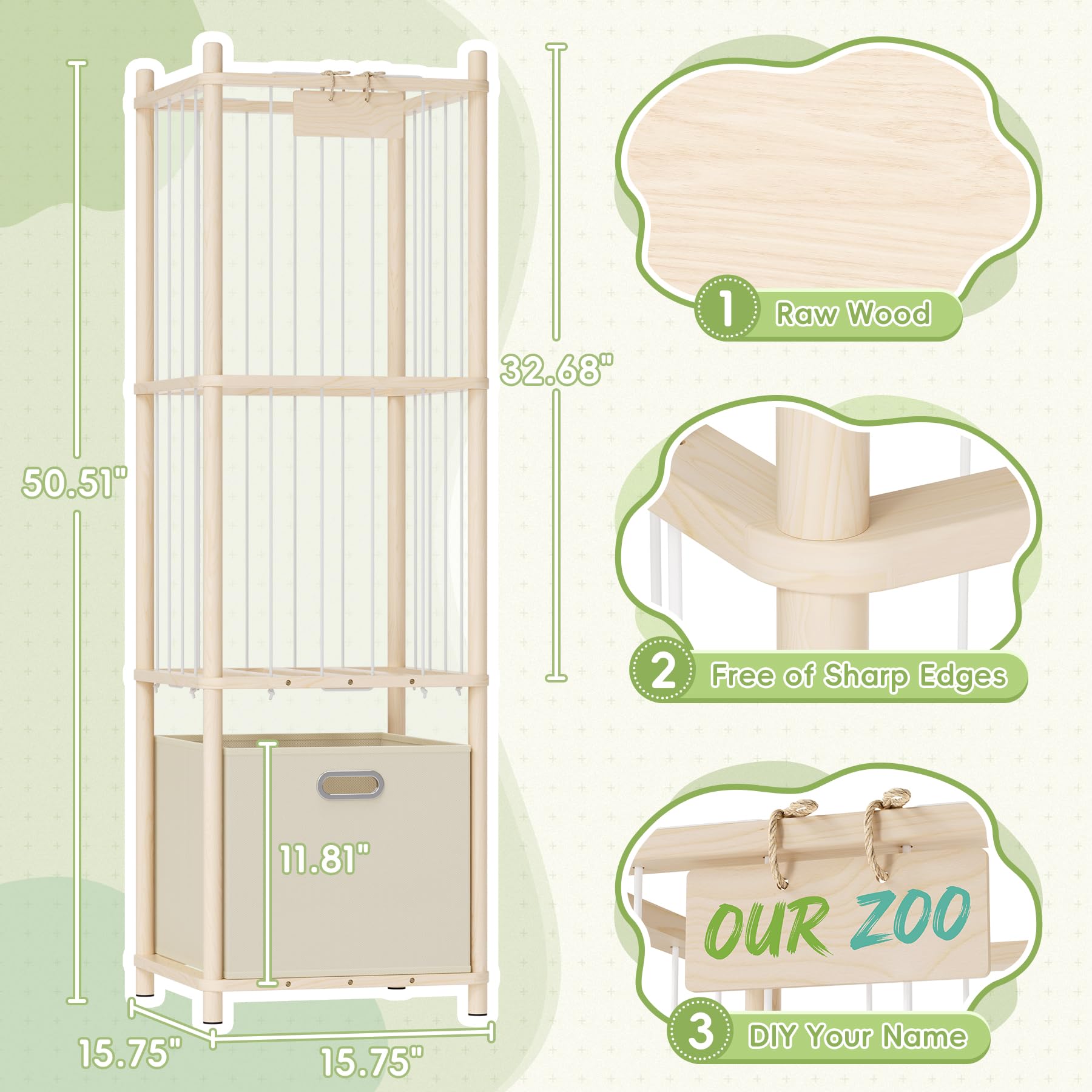 Atoping stuffed animal storage organizer drawer-open view reveals hidden drawer for small accessories.