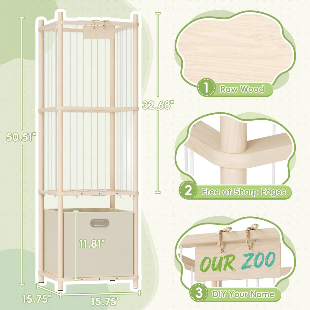 Atoping stuffed animal storage organizer drawer-open view reveals hidden drawer for small accessories.