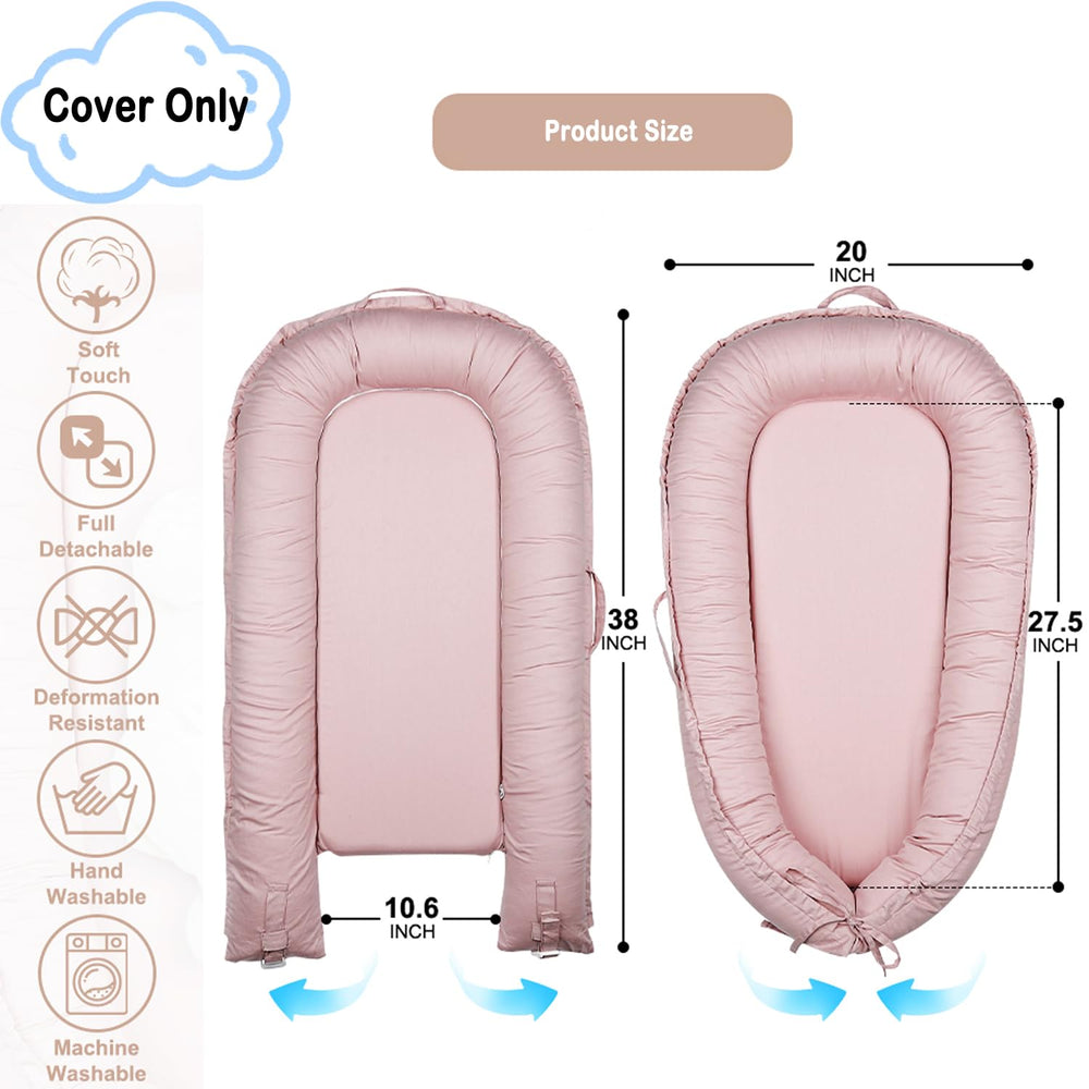 Atrooper baby lounger cover cotton texture closeup reveals breathable fabric and gentle touch.