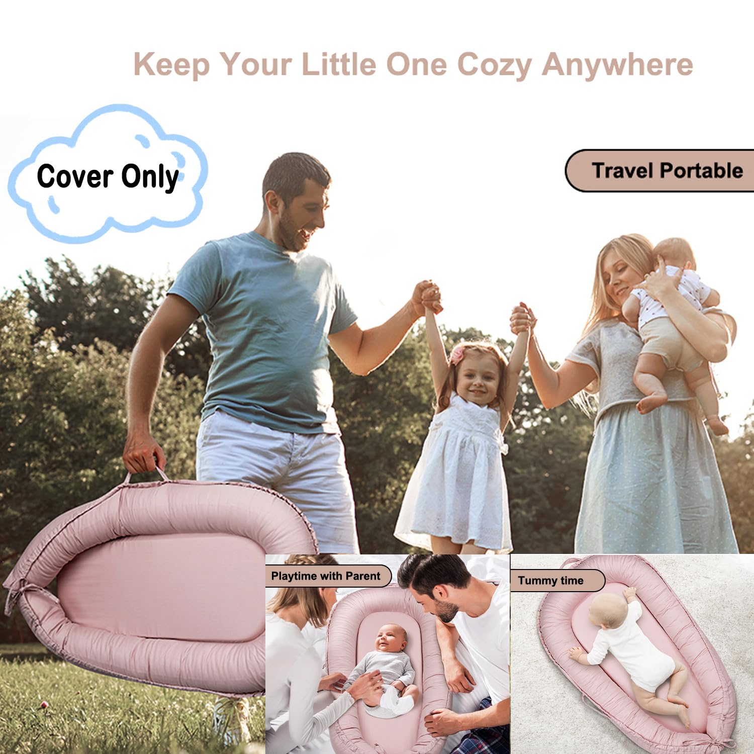 Atrooper baby lounger cover gift packaging demonstrates gift ready packaging for new parents.